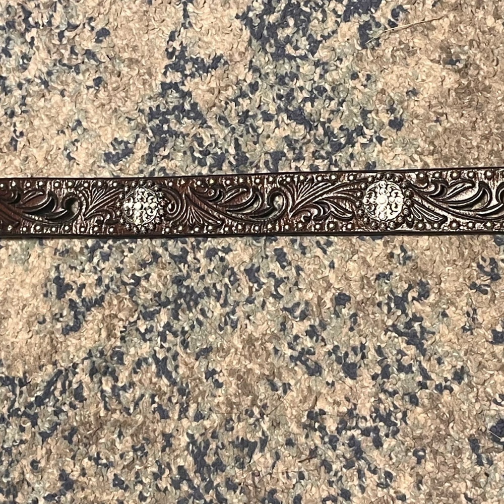 Ariat Brown Genuine Leather Tooled Western Belt Medium - Picture 5 of 6